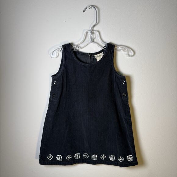 Vintage L.L.Bean Infant Dress 12–18M Corduroy Black Embroidered Jumper Hong Kong - Picture 2 of 4